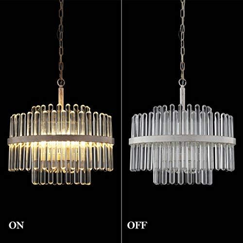 Q&S Modern Crystal Chandeliers for Dining Room,Round Glass Chandelier 4-Lights for Living Room Kitchen Island Entryway Foyer Stairway UL Listed