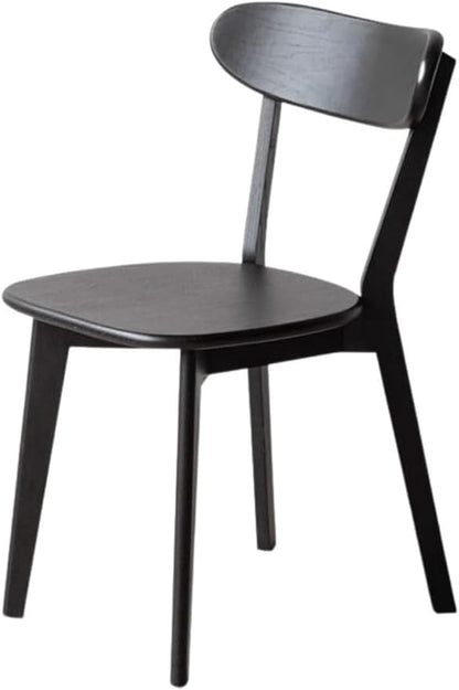 Oak Dining Chairs, Kitchen Chairs, 100% Solid Wood Modern Dinner Chair with Curved Backrest, Dining Room Chair for Kitchen, Living Room, Study (1PK, Black)