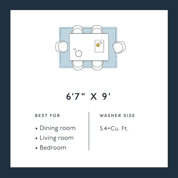 Revival Rugs Soloba 6'7"x9' Washable Area Rug for Living Room Bedroom - 100% Recycled Oeko-TEX Certified, Medium Pile, Green