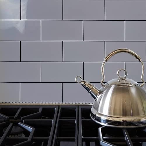 AULIGET 3" x 6" Subway Tile Peel and Stick Backsplash, Thick PVC Stick on Wall Tiles (100, Polished Grey Tile Look)