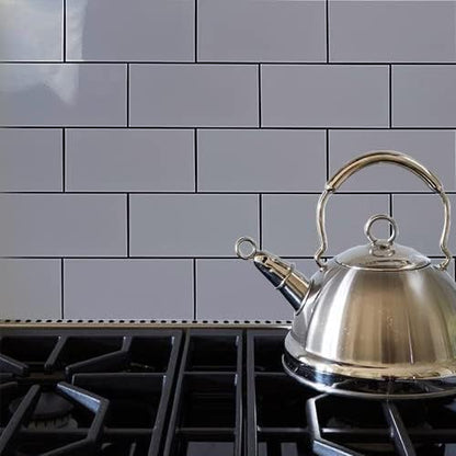 AULIGET 3" x 6" Subway Tile Peel and Stick Backsplash, Thick PVC Stick on Wall Tiles (100, Polished Grey Tile Look)
