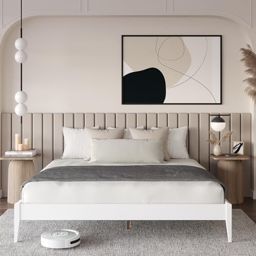 Dinkee Basic Bed Frame Without headboard - Ivory White - King