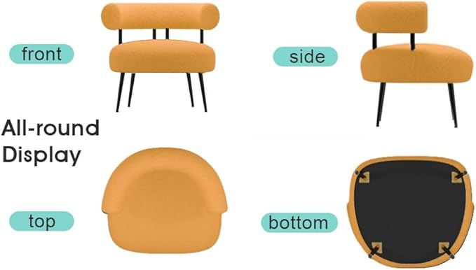 Modern Accent Chair, Round Upholstered Barrel Armchair for Small Spaces, Fluffy Side Corner Sherpa Chair for Living Room, Bedroom