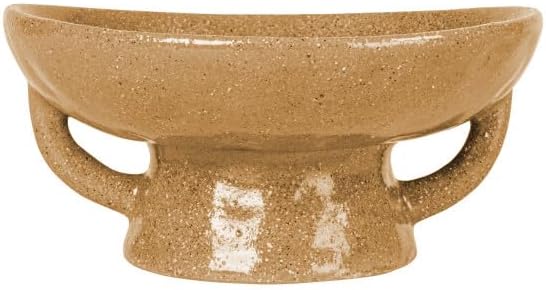 Creative Co-Op Stoneware Footed Pedestal/Bowl with Handles, Reactive Glaze Decorative Object, Taupe