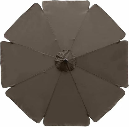 ABCCANOPY 10ft Scalloped Patio Umbrella, Outdoor Table Umbrella with Tilt and Crank, Fiberglass Ribs Deck Umbrella for Patio, Pool, Garden, Picnic (Brown)