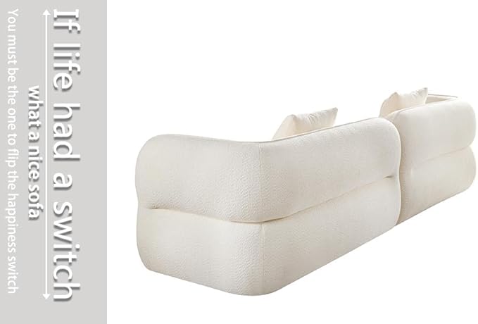 110" Modern Couch Curved Sofa for Living Room, Luxury Curved Sectional Sofas, Upholstered Boucle 3-Seater Loveseat, Minimalist Couches for Office Apartment, Beige