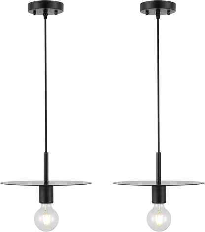 Modern Pendant Lighting Set of Two Black Farmhouse Pendant Light with 11.81"Dome Industrial Mid Century Knurled Texture Hanging Lamp Ceiling Light Fixture Kitchen Island Dinning Room Bedroom