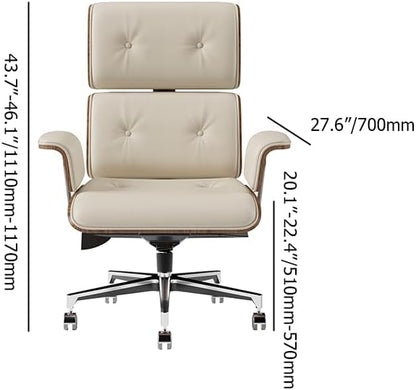 homary Modern Home Office Chair, High Back Swivel Desk Chair, Faux Leather Ergonomic Task Chair with Adjustable Height & Rolling Base, White