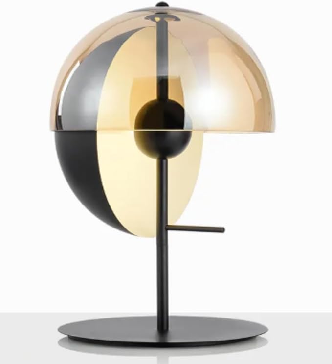 Aurum Globe Hemisphere LED Table Lamp | Modern Iron & Glass Fixture | Cordless Rechargeable Lamp for Living Room, Bedroom & Office | Energy-Efficient Adjustable Color Temperature