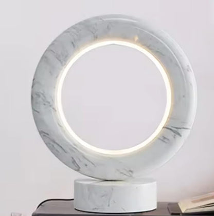Celestia Marble Circle Table Lamp with Marble Base | 16W LED Light | Adjustable CCT 2700K-5000K | Modern Decorative Accent for Bedroom Living Room & Office | Rechargeable Energy-Efficient