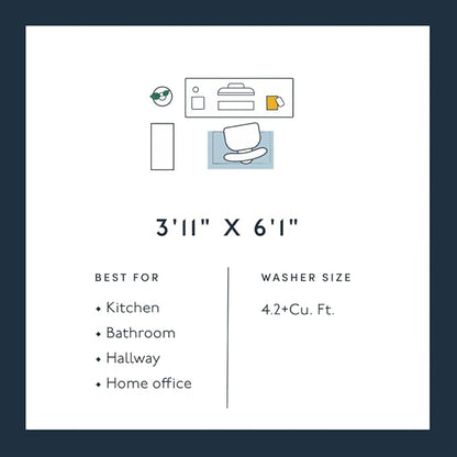 Revival Rugs Soloba 3'11"x6'1" Machine Washable Area Rug for Kitchen Bedroom - 100% Recycled Oeko-TEX Certified, Medium Pile, Beige, Cream