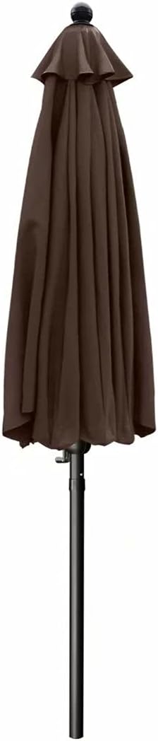 ABCCANOPY 10ft Scalloped Patio Umbrella, Outdoor Table Umbrella with Tilt and Crank, Fiberglass Ribs Deck Umbrella for Patio, Pool, Garden, Picnic (Brown)