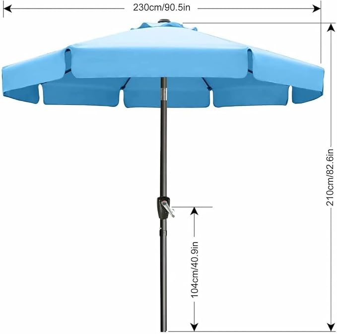 ABCCANOPY 7.5ft Scalloped Patio Umbrella, Outdoor Table Umbrella with Tilt and Crank, Fiberglass Ribs Deck Umbrella for Patio, Pool, Garden, Picnic (Turquoise)