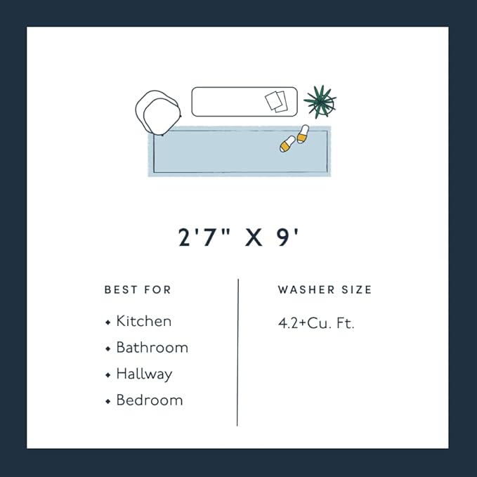 Revival Rugs Soloba 2'7"x9' Machine Washable Runner Rug for Hallway Entryway - 100% Recycled Oeko-TEX Certified, Medium Pile, Green