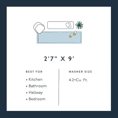 Revival Rugs Soloba 2'7"x9' Machine Washable Runner Rug for Hallway Entryway - 100% Recycled Oeko-TEX Certified, Medium Pile, Green