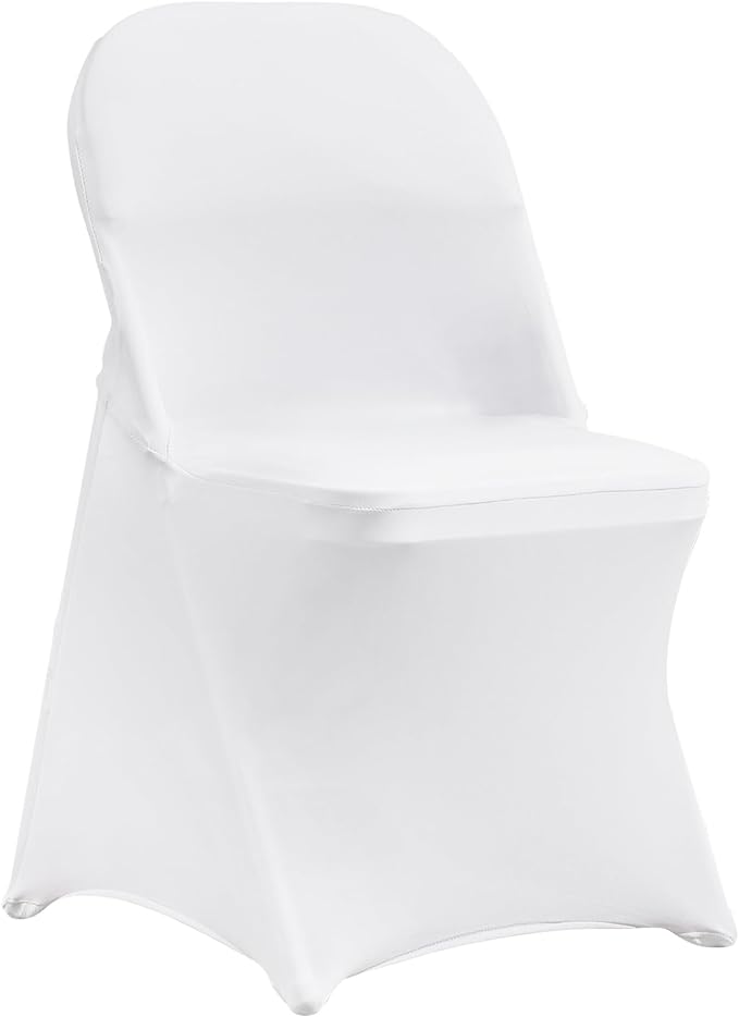 VEVOR Stretch Spandex Folding Chair Covers, Universal Fitted Chair Cover, Removable Washable Protective Slipcovers, for Wedding, Holiday, Banquet, Party, Celebration, Dining (50PCS White)