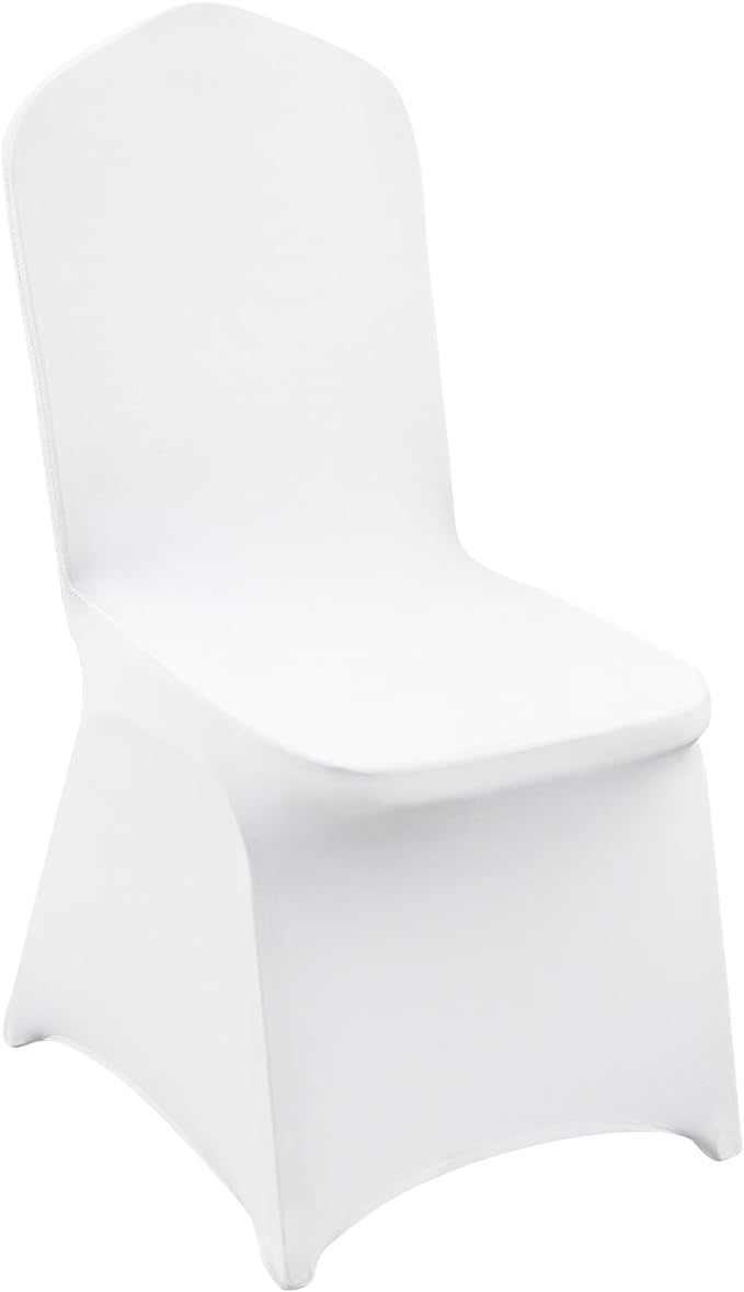 VEVOR 12 Pcs Flat-Front Chair Covers Polyester Spandex Chair Cover Stretch Slipcovers, Wedding, Holiday, Banquet, Party, Celebration, Dining, White