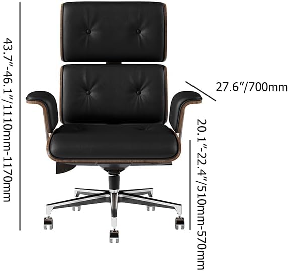 homary Home Office Chair, High Back Swivel Desk Chair, Faux Leather Ergonomic Task Chair with Adjustable Height & Rolling Base, Black