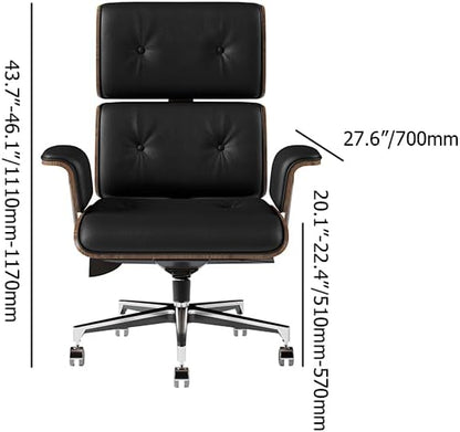 homary Home Office Chair, High Back Swivel Desk Chair, Faux Leather Ergonomic Task Chair with Adjustable Height & Rolling Base, Black