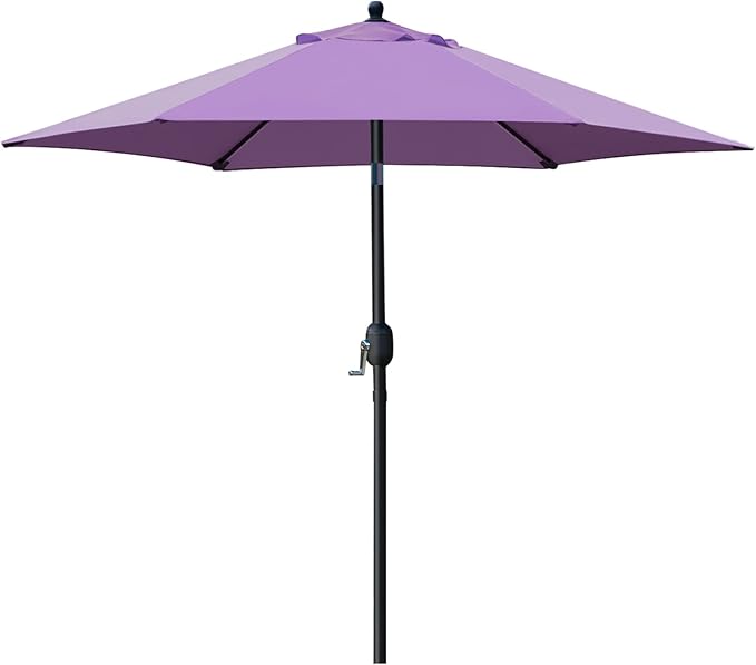 Sunnyglade 7.5' Patio Umbrella Outdoor Table Market Umbrella with Push Button Tilt/Crank, 6 Ribs (Purple)