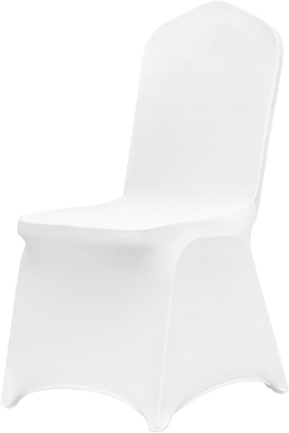 VEVOR 30 Pcs Flat-Front Chair Covers Polyester Spandex Chair Cover Stretch Slipcovers, Wedding, Holiday, Banquet, Party, Celebration, Dining,White