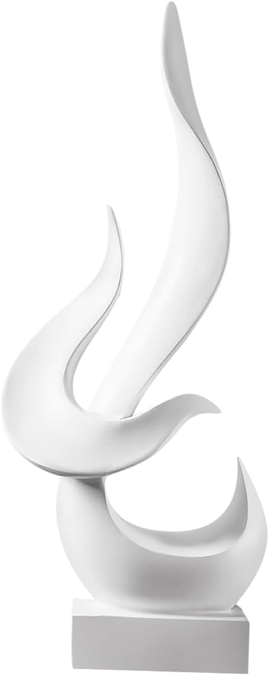 White Decor Modern Flame Statue, Decorative Objects Abstract Art Flame Statue for Living Room Dining Centerpiece