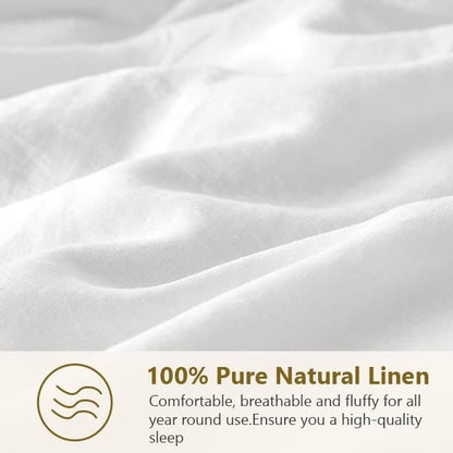 Simple&Opulence 100% Linen Euro Sham Pillow Covers Belgian Flax-Set of 2, Decorative Pillow Cover with Tassels, Boho Shabby Chic Style for Couch/Bed, White, 26" x 26"