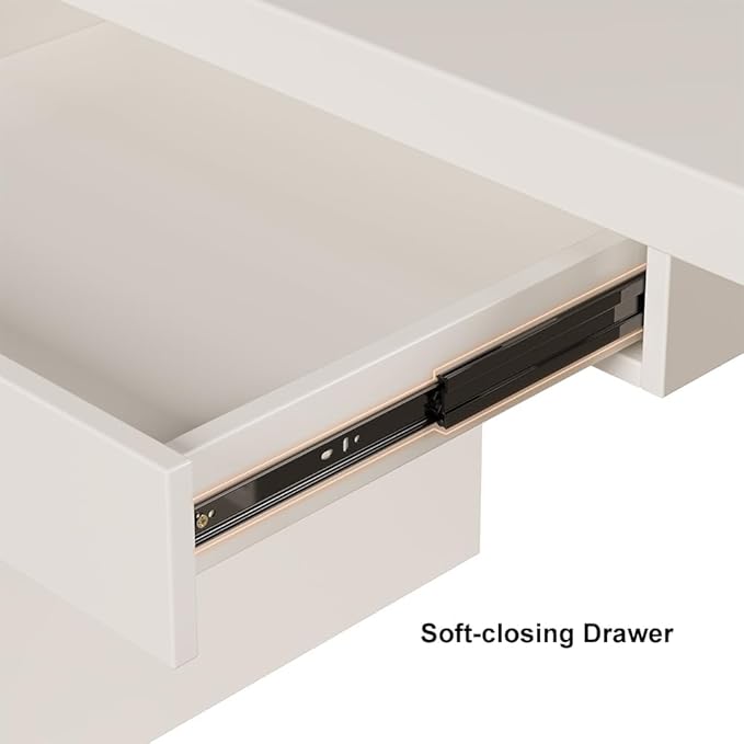 homary 94.5'' White Double Workstation Desk for 2, Large Home Office Computer Desk with 4 Drawers & 1 Cabinet, Executive Modern White Desk for Shared Workspace
