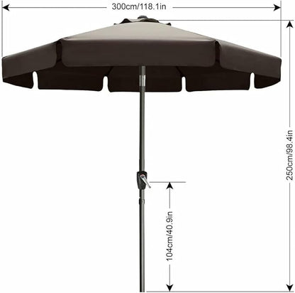 ABCCANOPY 10ft Scalloped Patio Umbrella, Outdoor Table Umbrella with Tilt and Crank, Fiberglass Ribs Deck Umbrella for Patio, Pool, Garden, Picnic (Brown)