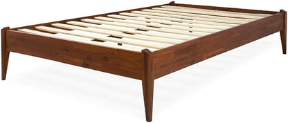 Bme Dinkee 15 Inch Signature Bed Frame Without Headboard - Modern & Minimalist Style with Acacia Wood - 12 Strong Wood Slat Support - Easy Assembly - No Box Spring Neededd - Dark Chocolate, Full