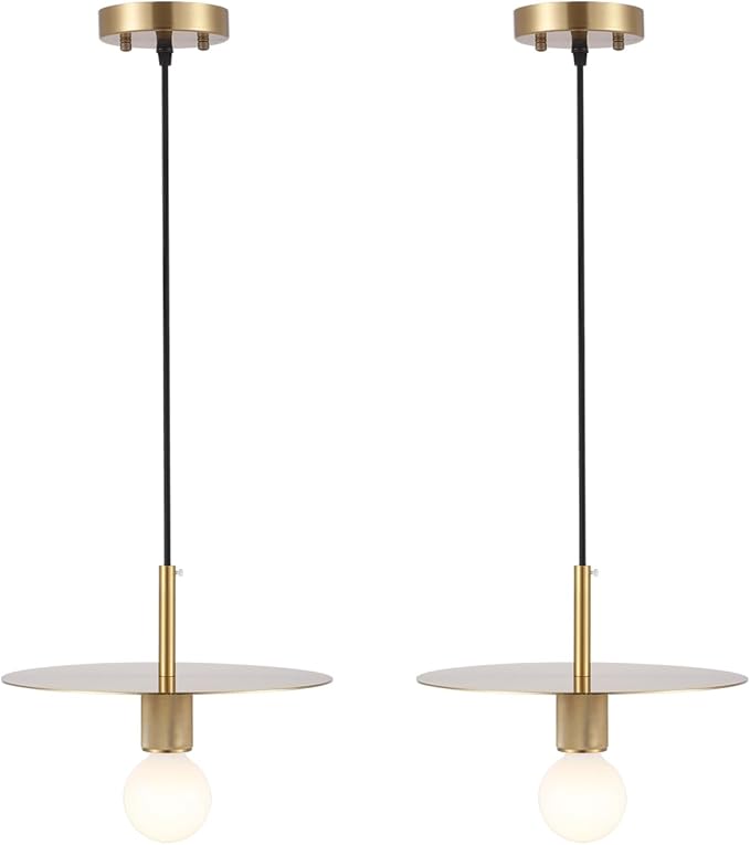 Modern Pendant Lighting Set of 2 Gold Farmhouse Pendant Light 11.81" Brushed Brass Dome Industrial Mid Century Knurled Texture Hanging Lamp Ceiling Light Fixture Kitchen Island Dinning Room