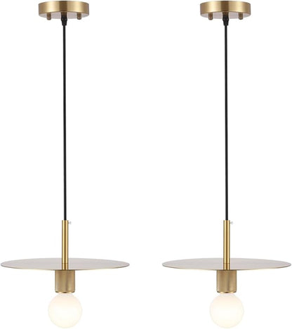 Modern Pendant Lighting Set of 2 Gold Farmhouse Pendant Light 11.81" Brushed Brass Dome Industrial Mid Century Knurled Texture Hanging Lamp Ceiling Light Fixture Kitchen Island Dinning Room