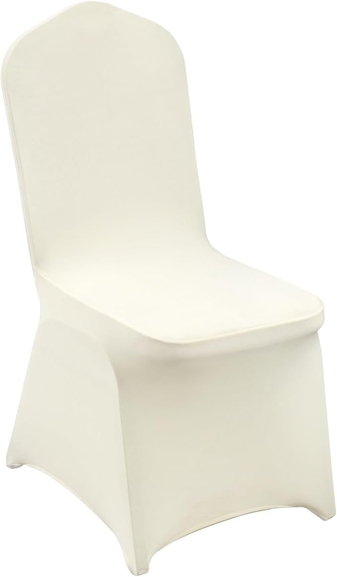 VEVOR 100 PCS Beige Chair Covers Polyester Spandex Chair Cover Stretch Slipcovers for Wedding Party Dining Banquet Chair Flat-Front Covers
