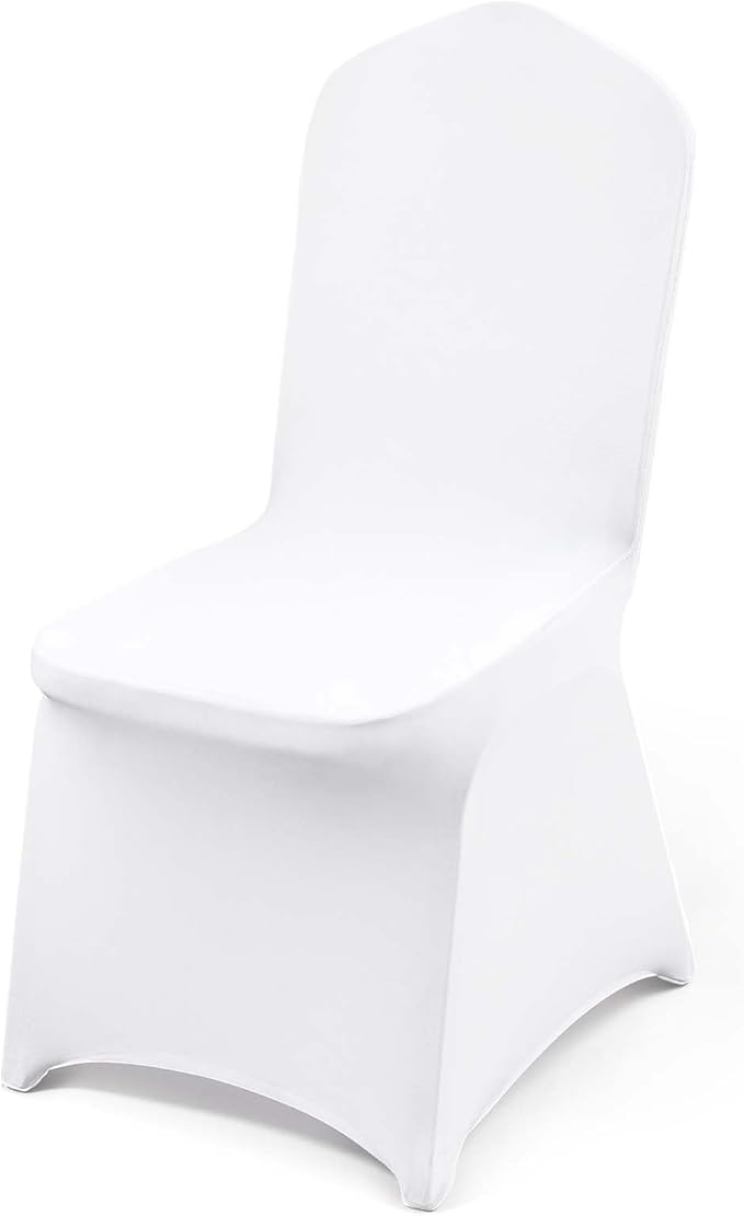 VEVOR 100 Pcs White Chair Covers Polyester Spandex Chair Cover Stretch Slipcovers for Wedding Party Dining Banquet Flat-Front Chair Covers