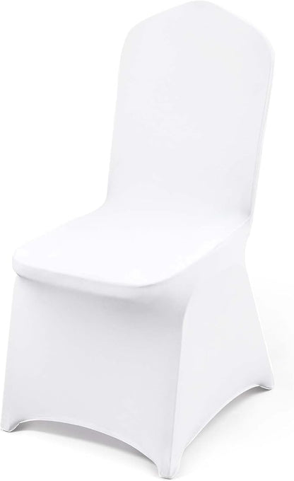 VEVOR 100 Pcs White Chair Covers Polyester Spandex Chair Cover Stretch Slipcovers for Wedding Party Dining Banquet Flat-Front Chair Covers