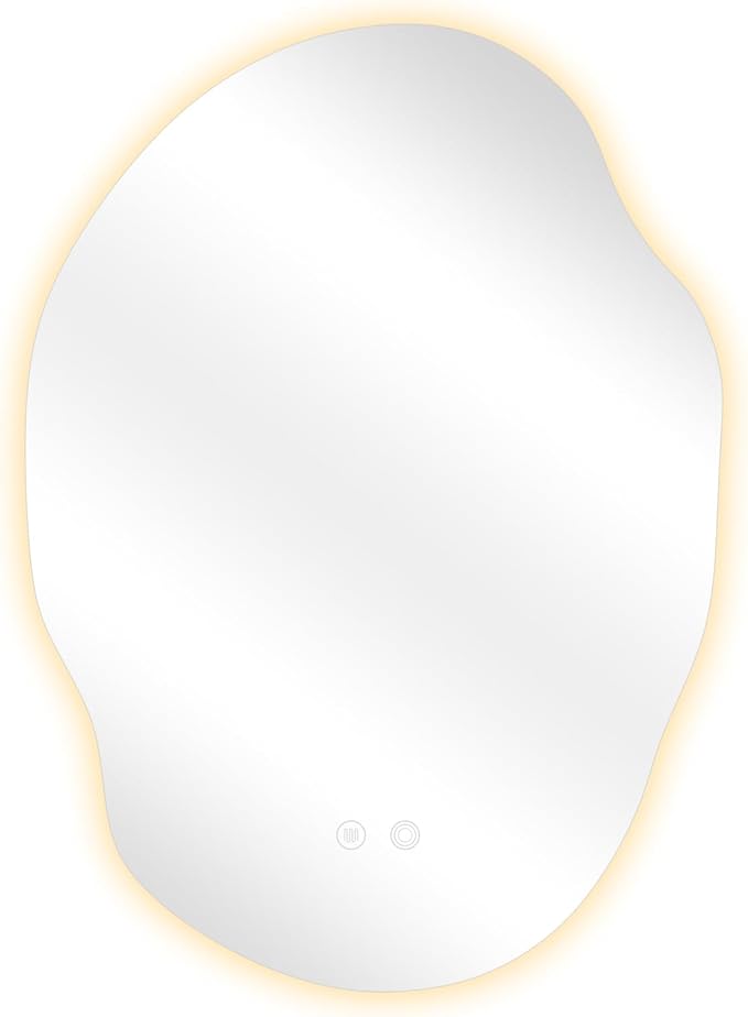 LED Bathroom Mirror with Lights,Asymmetrical Led Bathroom Vanity Mirror for Wall with Front and Backlit, Anti Fog, 3 Colors and Dimmable Light,[Horizontal/Vertical] 35" H x 25" W