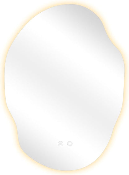 LED Bathroom Mirror with Lights,Asymmetrical Led Bathroom Vanity Mirror for Wall with Front and Backlit, Anti Fog, 3 Colors and Dimmable Light,[Horizontal/Vertical] 35" H x 25" W