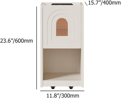homary Modern Narrow White Nightstand with USB Port & Sensor Light, Smart Bedside Table with Charging Station for Bedrooms Living Rooms