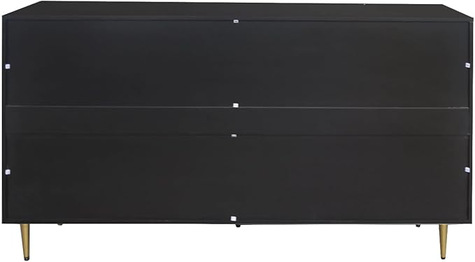 Modern Sideboard Buffet 60" Black Accent Cabinet, Entryway Table with Storage Wood Credenzas for Living Room Home Bar, 4 Doors & Adjustable Shelves