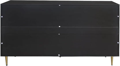 Modern Sideboard Buffet 60" Black Accent Cabinet, Entryway Table with Storage Wood Credenzas for Living Room Home Bar, 4 Doors & Adjustable Shelves