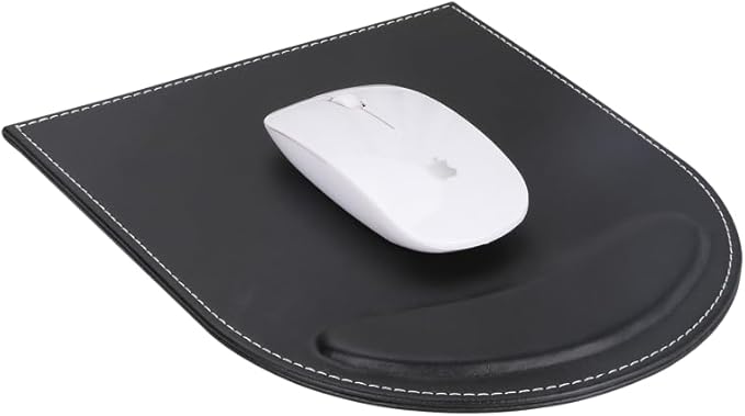 KINGFOM 5PCS Desk Organizer and Accessories Set, Pu Leather Office Supplies with Multifunction Desktop Organizer Box, Tissue Holder, Mouse Pad, Note Paper Holder, Pencil Holder for Desk Black