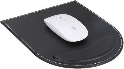 KINGFOM 5PCS Desk Organizer and Accessories Set, Pu Leather Office Supplies with Multifunction Desktop Organizer Box, Tissue Holder, Mouse Pad, Note Paper Holder, Pencil Holder for Desk Black