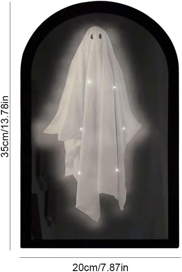 2025 Halloween Hologram Ghost Looking Glass Hologram, Spooky Scary Ghosts Haunted Looking Glass Halloween Decor Indoor, Bedroom Kitchen and Fireplace Decor