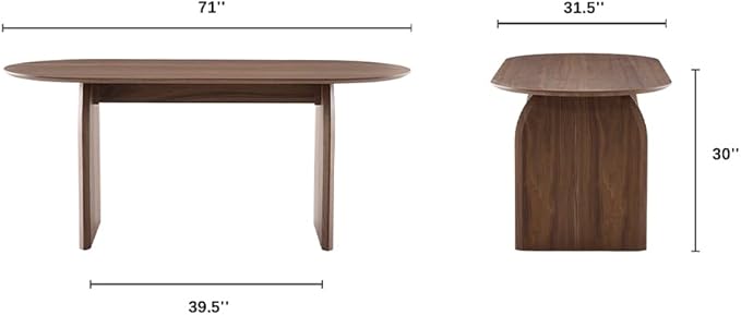 70" Farmhouse Oval Dining Table, Heavy-Duty Wood Dining Room Table for 4-6 Seats, Modern Kitchen Dinner Table & Home Desk with Easy-Clean Curved Tabletop, Natural