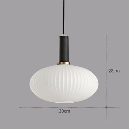 Modern Pendant Lights, Black Lamp Holder Pendant Light Socket White Glass Pendant Lamp Shade,LED Hanging Light (Black, Large)