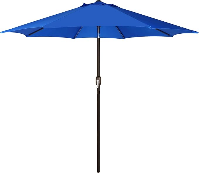 Blissun 9' Outdoor Patio Umbrella, Outdoor Table Umbrella, Yard Umbrella, Market Umbrella with 8 Sturdy Ribs, Push Button Tilt and Crank