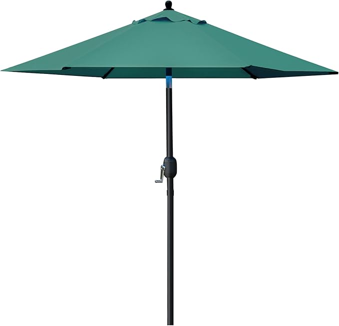 Sunnyglade 7.5' Patio Umbrella Outdoor Table Market Umbrella with Push Button Tilt/Crank, 6 Ribs (Dark Green)