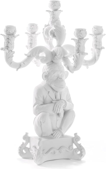 White Burlesque Candelabra The Wise Chimpanzee by Seletti Candle Holder