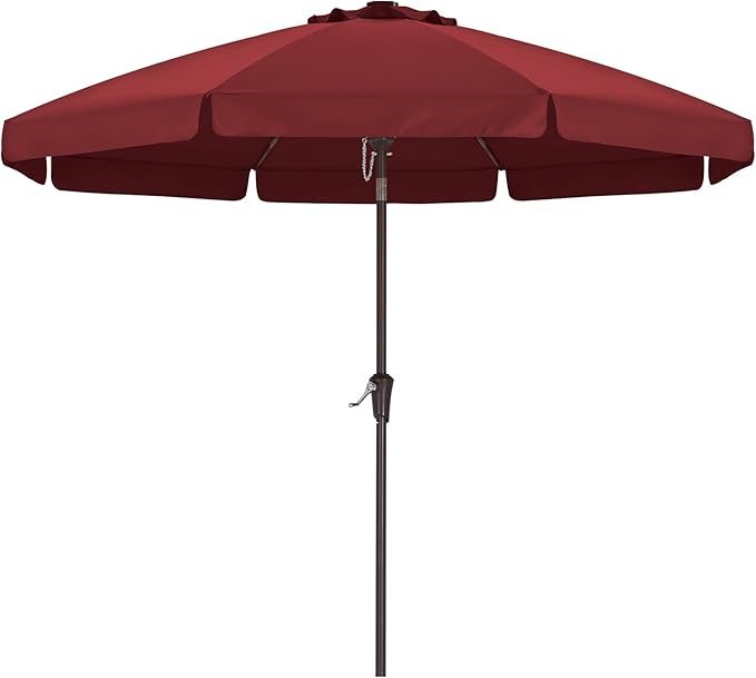 ABCCANOPY 9ft Scalloped Patio Umbrella, Outdoor Table Umbrella with Tilt and Crank, Fiberglass Ribs Deck Umbrella for Patio, Pool, Garden, Picnic (Burgundy)