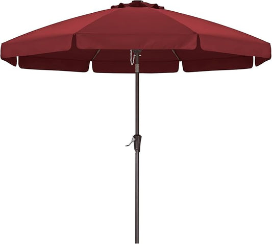 ABCCANOPY 9ft Scalloped Patio Umbrella, Outdoor Table Umbrella with Tilt and Crank, Fiberglass Ribs Deck Umbrella for Patio, Pool, Garden, Picnic (Burgundy)